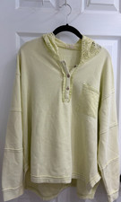 New Easel 3/4 Button Top Pullover Hoodie Shirt Sweatshirt Lightweight Size Small