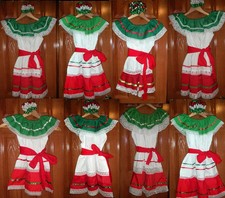 Girls  Toddlers Tri-Color Dresses For Mexico's Folklorico 5 De Mayo Fiesta NWOT