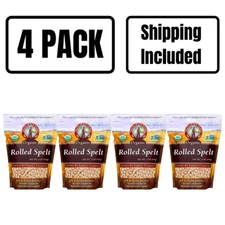 Organic Rolled Spelt | Pack of 4 | 1 lb | Non-GMO | Shipping Included | Grain Pl