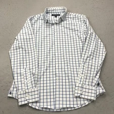 Mizzen and Main Shirt Mens Large Trim Fit No Tuck White Check Leeward Stretch