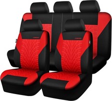 D Reifendruck Autositzbez&uuml;ge, Airbag Kompatibel, Komplettes Set, Schwarz und Rot
