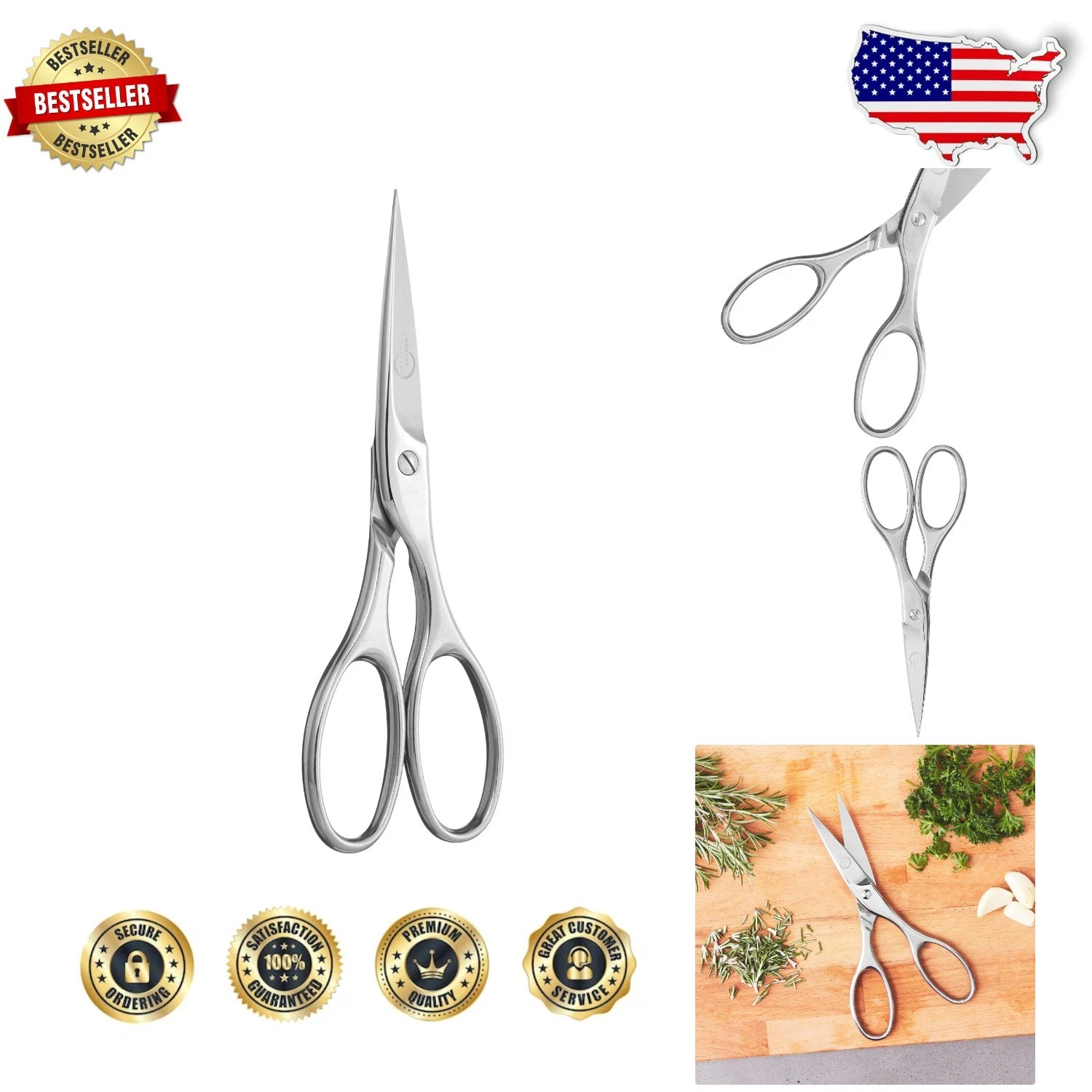 High Carbon Stainless Steel Forged Kitchen Shears 8 Inch Serrated Precision