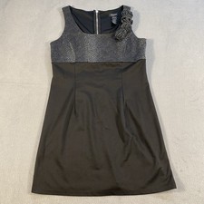 Alyn Paige Women's Black & Gray Sleeveless Dress, Floral Detail, Size 13/14