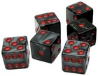(6) 16mm Marbleized Charcoal Red Dice with Pouch + Rolling Tray Black Felt Mat — photo 3