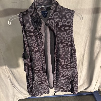 Basic Editions Leopard Print Zip Up Vest With Pockets Size L