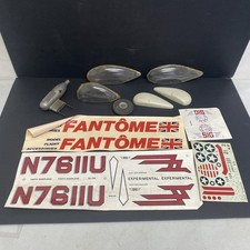 VTG R/C Airplane Model kit parts lot decals, wheel, muffler, wheel covers Lot H8