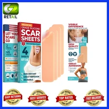 Comfortable Medical Silicone Scar Sheets - 4 Pack for C-Section & Keloid Scars