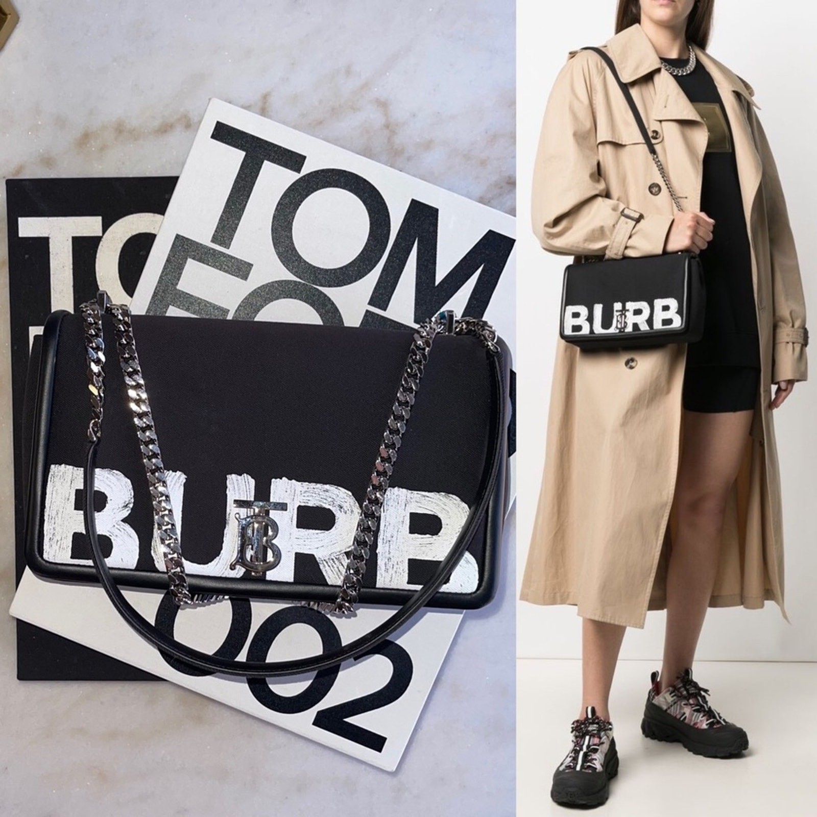 Burberry Women's Lola Graffiti Logo Medium Bag in Black NWT $1950