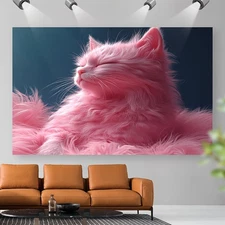 1pc Charming Pink Cat Tapestry - Large 100% Polyester Wall Hanging, Soft Fluffy