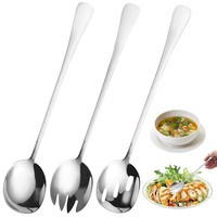 Salatbesteck Set Edelstahl Poliert Langer Griff ServierlöFfel Picknick 28Cm,
