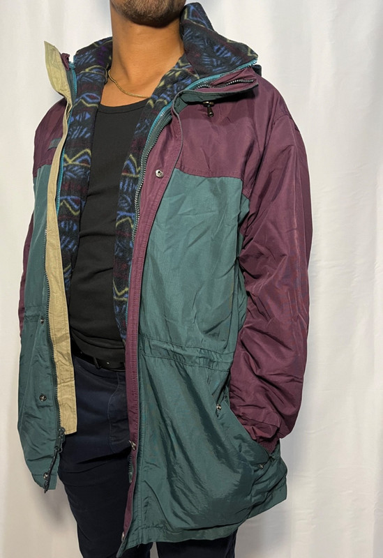 RARE Vintage Columbia 2-in-1 Coat with Detachable Hood and Removable Fleece