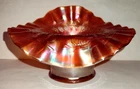 Fenton Blackberry Spray Carnival Glass Hat Vase Marigold Ruffled Antique