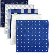 5 Pack Mens Silk Pocket Squares Handkerchief Set 12.6in Large Suit Hankies