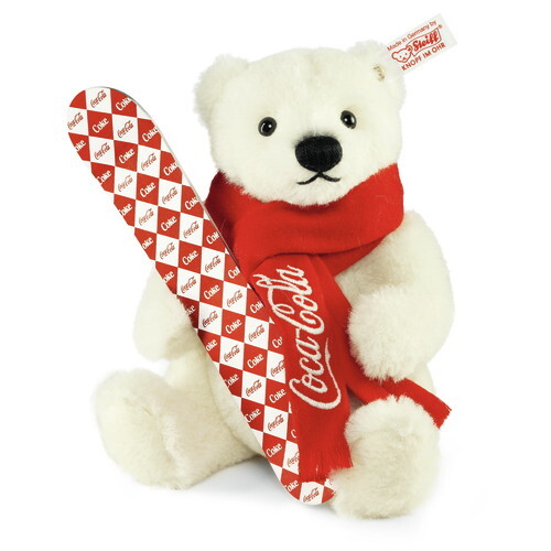Steiff 355400 Coca-Cola Alpaca Polar Bear with Snow Board LE