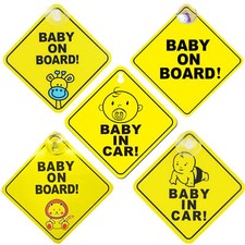 Baby On Board Sign With Suction Cup Car Window Yellow REFLECTIVE Warning Sign