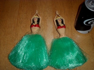 Cheerleading Pom Poms - ISLANDER DANCER WOMAN IMAGE, PLASTIC HAND HELD, TOTAL #2