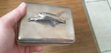 SILVER METAL TROUT FISHING FLY BOX 