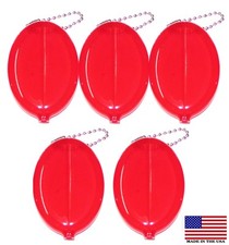 Red Squeeze Coin Purses  5 New Oval Coin Holders  Multi-Purpose Made in USA