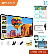 100 Inch Washable Foldable Projector Screen Indoor Outdoor 16:9 Portable