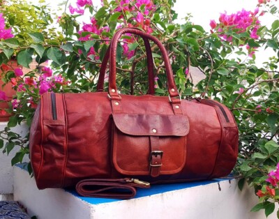 Bag Leather Genuine Travel Gym Luggage Overnight Duffle Weekend New Vintage 24''