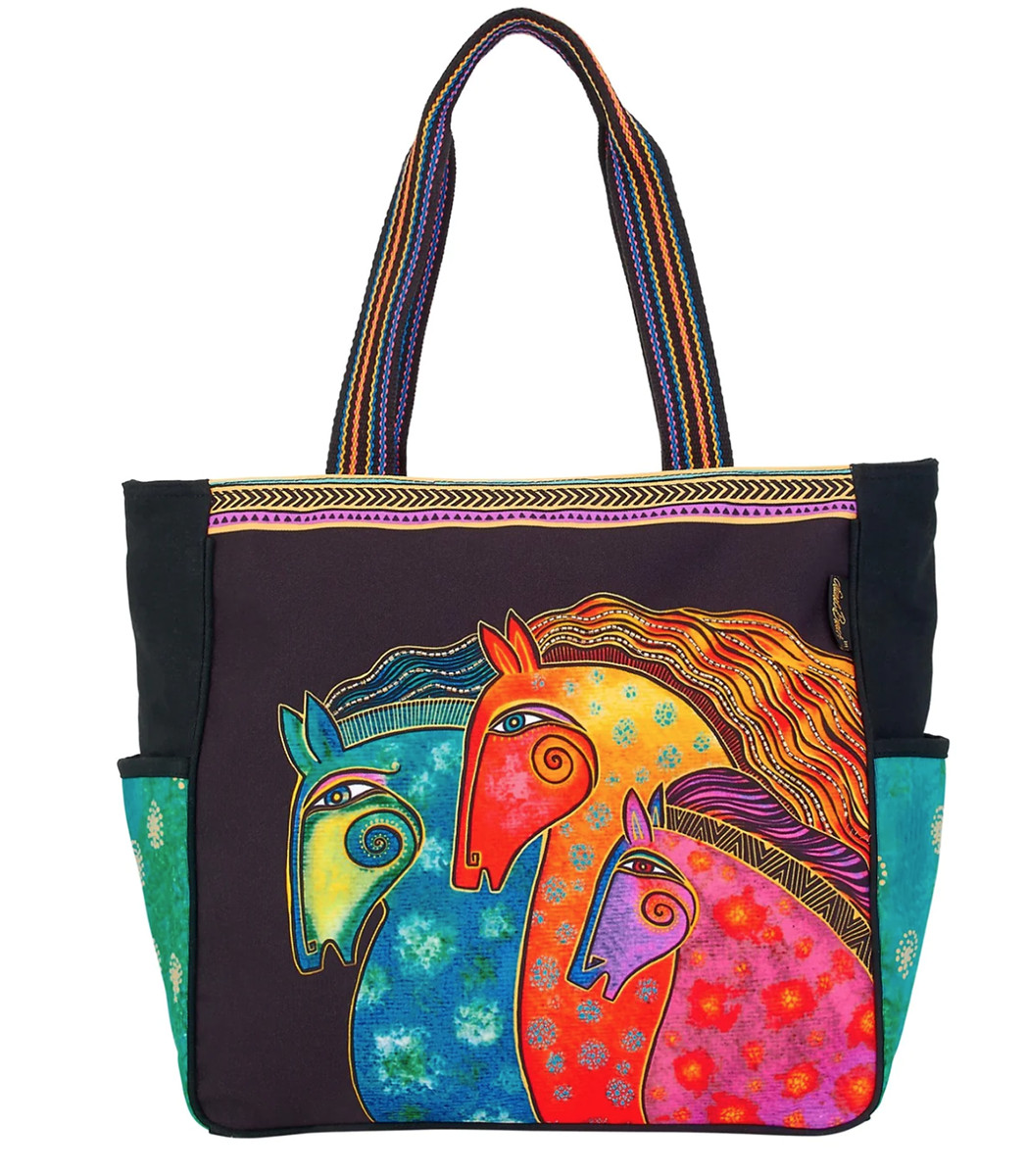 Большая сумка-тоут Laurel Burch Tres Caballos Horses через плечо, 18,5 x 5,5 x 14