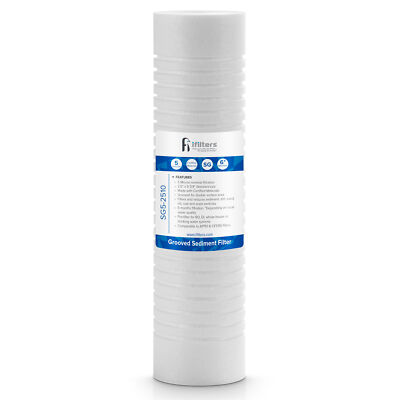 iFilters Sediment Grooved Water Filter Cartridge - 2.5'' x 10'' - 5 Micron -