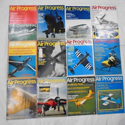 AIR PROGRESS AVIATION AIR  MAGAZINE ENGLISH LOT OF 12 MONTHS 1969-1973 VINTAGE