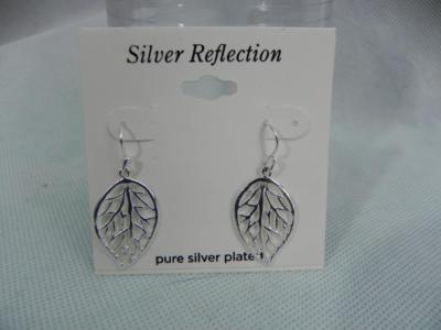 New SILVER REFLECTION Pure Silver Plate LEAF Dangle Earrings Jewelry Earwire $26