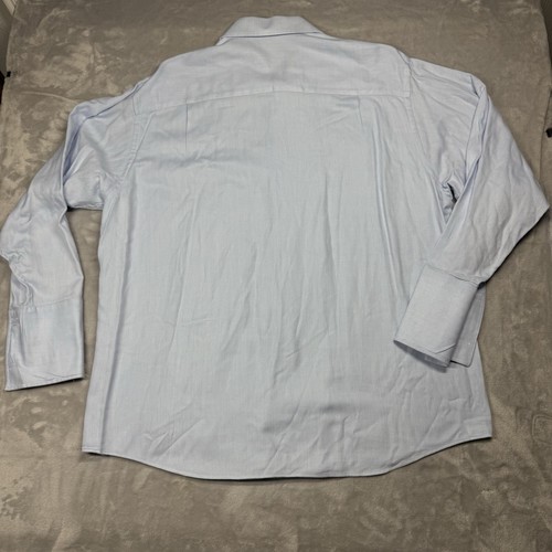 Donald J. Trump Men's Herringbone Blue Long Sleeve Button Up Shirt Size 17 ½ - Picture 6 of 7
