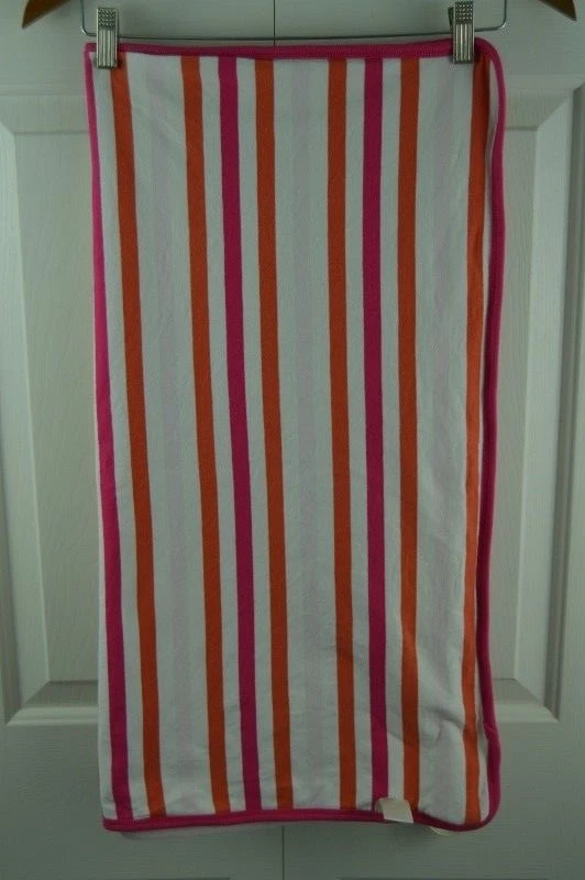 Antigua manta de seguridad azul marino rosa blanco naranja rayas bebé Lovey polar algodón Foto 2 de 4