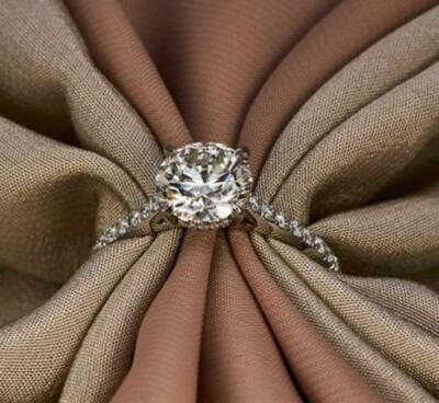 2Ct White Round Cut Stone Engagement Wedding Ring In Solid 925 Sterling Silver