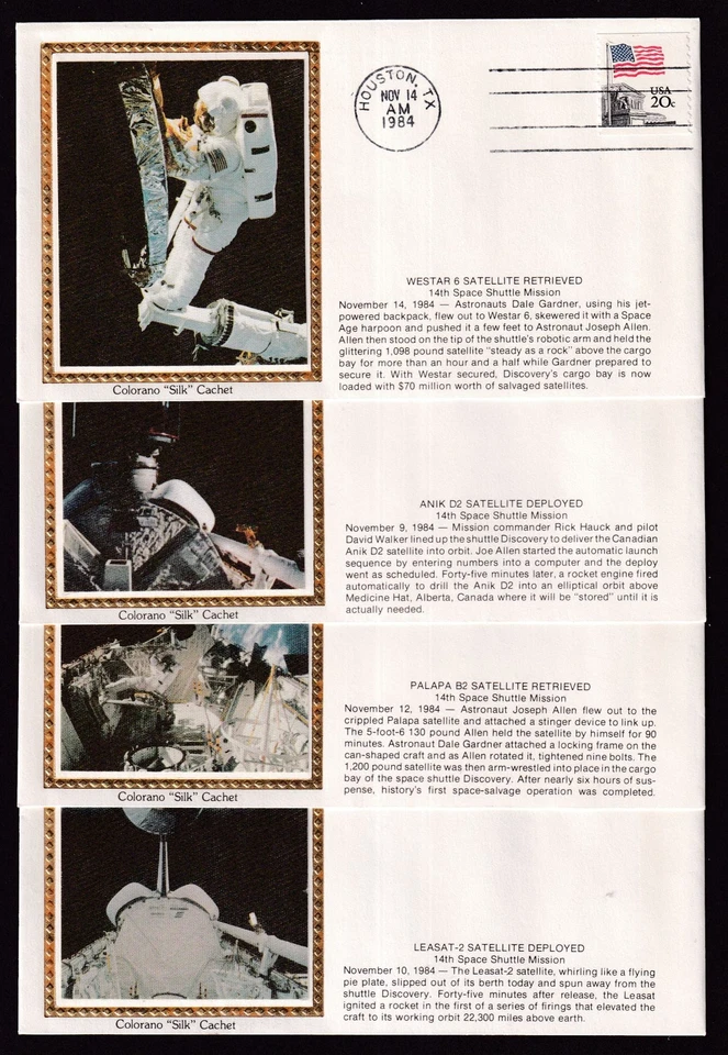 1984 Space missions Westar, ANIK D2, Palapa B2, Leasat-2, with Colorano cachets - Image 3 of 3