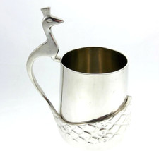6" Bath Innovations Heavy Pewter Peacock Metal Mug Style Organizer Makeup Holder