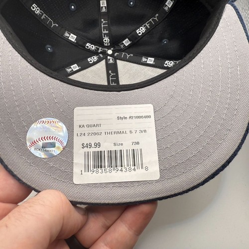 New Era 59Fifty Chicago Cubs Navy/White Thermal Front Fitted Hat Size 7 3/8 New - Picture 5 of 5