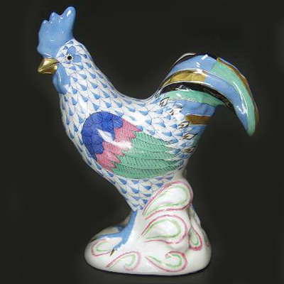COCKY ROOSTER Blue by Herend 5.5'' tall NEW NEVER SOLD 5032/VHB-C98 Hungary