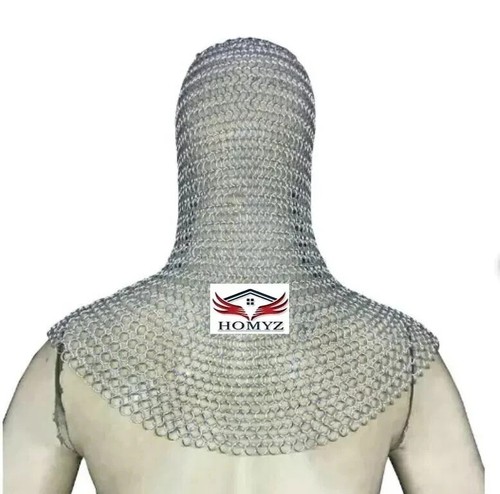 ChainMail Chain mail Coif - 10mm Neck Chainmail Hood -Medieval Chainmail Armor - Picture 2 of 3
