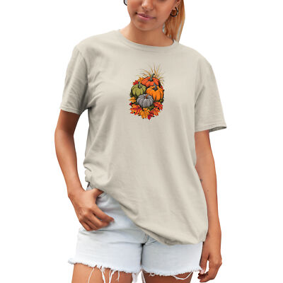 Kürbis Patch Canvas T-Shirt Shirt Herbst Mode Halloween Damen Tee Winter...