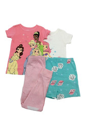 Disney Princess Girls' Grace  Beauty 4-Piece Cotton Pajama Set, Multi, Size 5