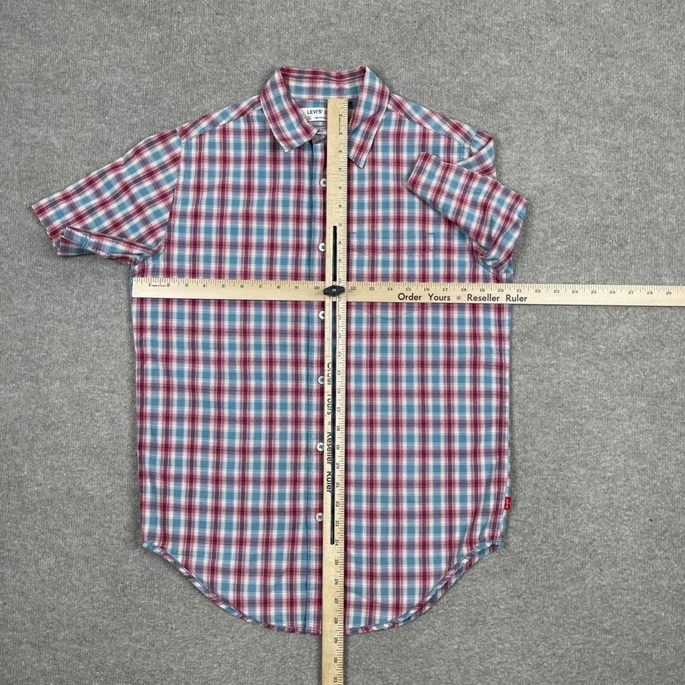 Camisa Levi's Abotonada Para Hombre Talla S Roja Manga Corta Cuello Cuadros Western Foto 4 de 4