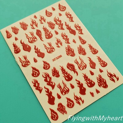 Laser Gold Fire Flame Nail Decal Sticker (5 Colors) 3286