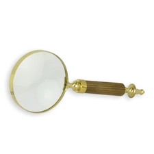 9932083-D Gold-Colored Magnifying Glass Polished Brass Handle Wood Look L26.5Cm