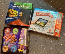 3 Stück Brettspiele Trivial Pursuit 1990 , Tabu XXL, Monopoly Zapped