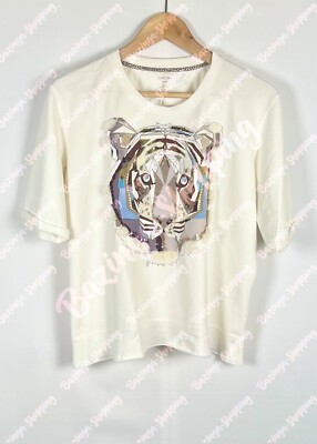 Tiger Shine   Marc Cain Sweatshirt N1 (34) Ecru-Off White Pailletten