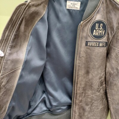AVIREX AGED LEATHER TYPE MA-1 AVIREX Men's Aged Leather MA-1 Dark