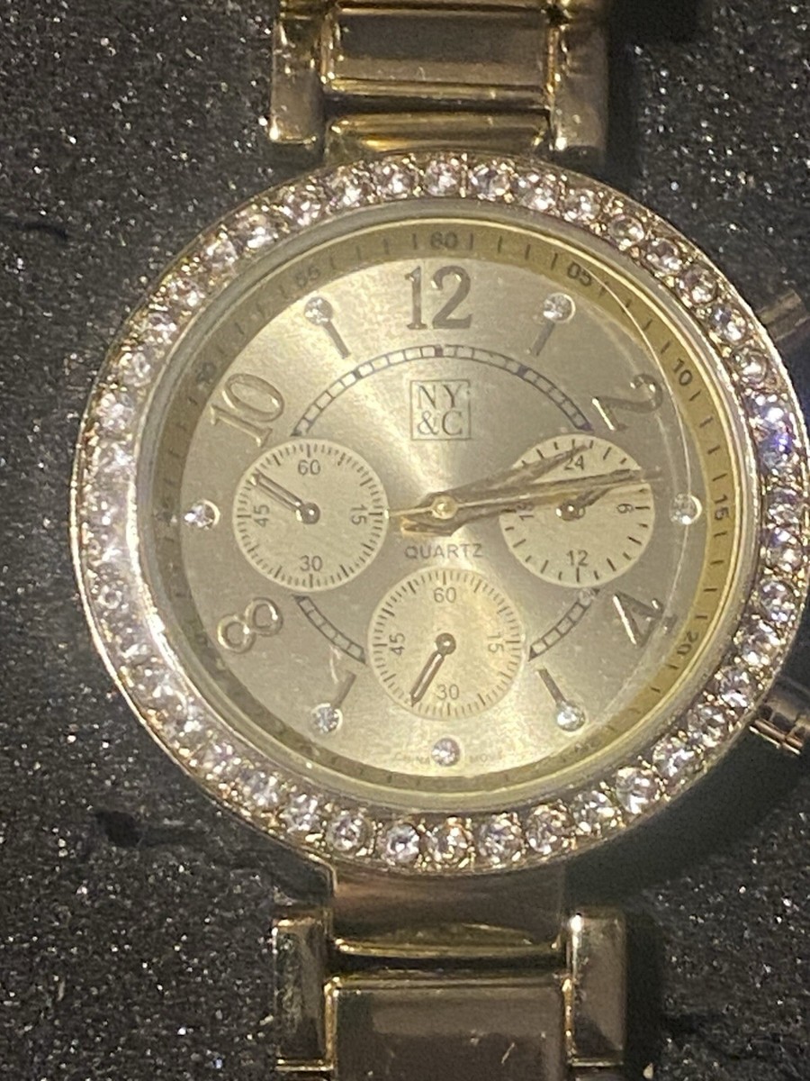 NY&C 13959 Gold Tone Quartz Analog Ladies Watch Sz. 7 3/4  display picture 1