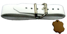 4 Lederriemen 2 cm x 24 cm weiß doppelter Me...