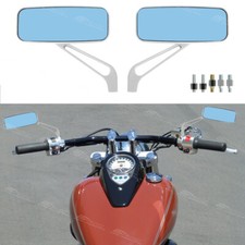 2X Chrome Motorcycle Rectangle Rearview Side Mirrors For Bobber Cruiser Chopper
