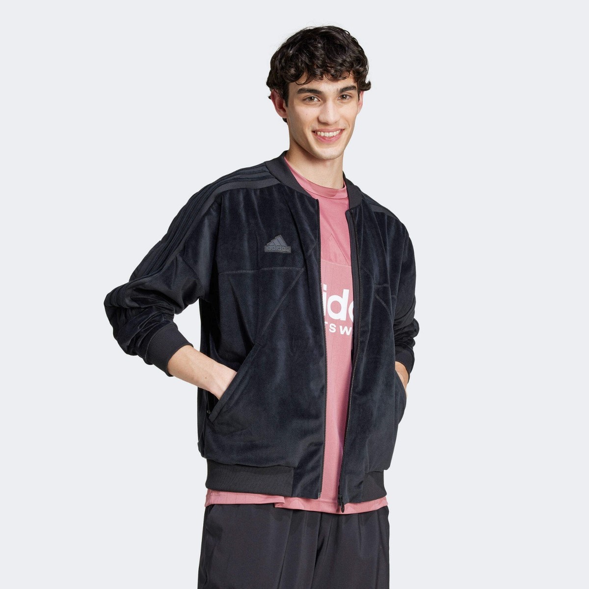 adidas Men's Sportswear Tiro Velour Full-Zip Velvet Bomber Jacket
