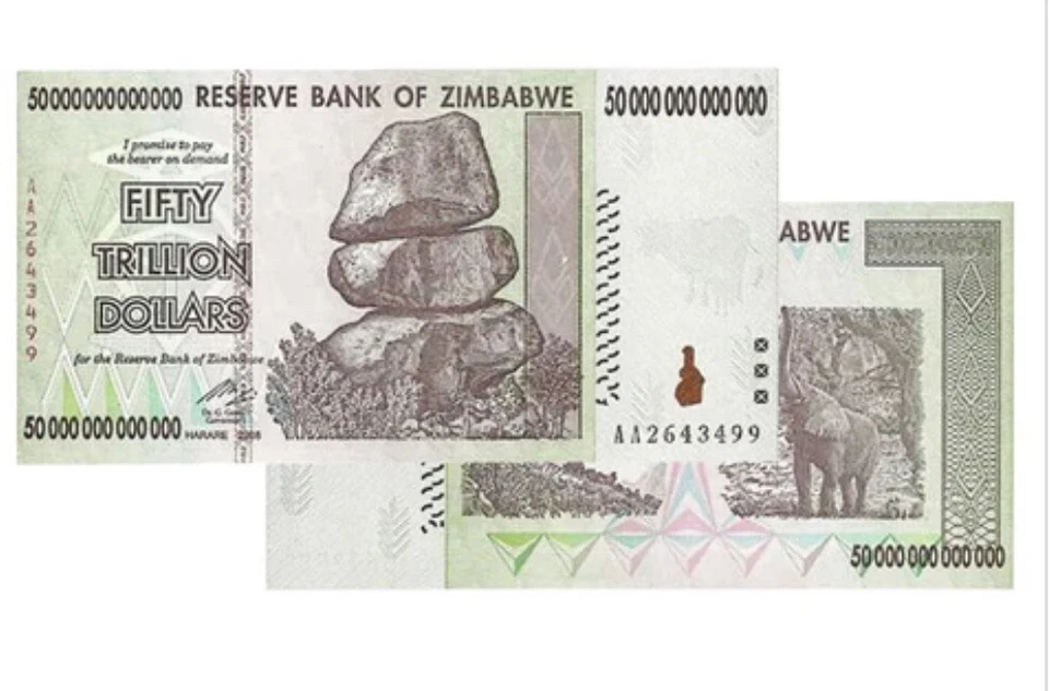 50 Trillion Zimbabwe Banknotes 2008 AA Series Authentic Uncirculated - Image 2 of 3