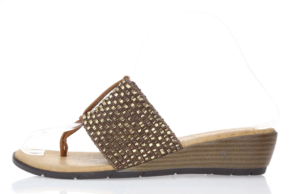 Mujer ANDRE ASSOUS 163070 Marrón/Dorado Tela/Cuero Slides Talla. 37 M Foto 2 de 4